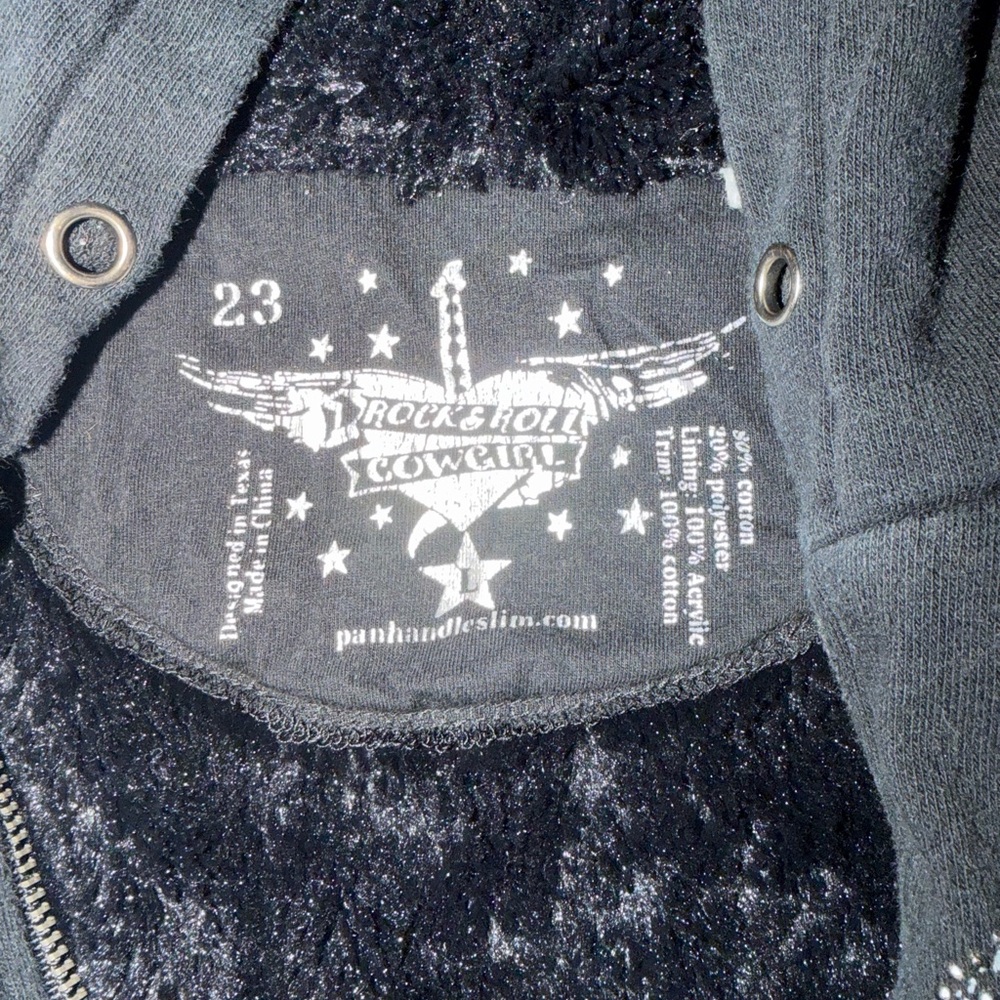 Rock & Roll Cowgirl Black Lined Zip Up with Red and Silver Accents - Picture 6 of 6